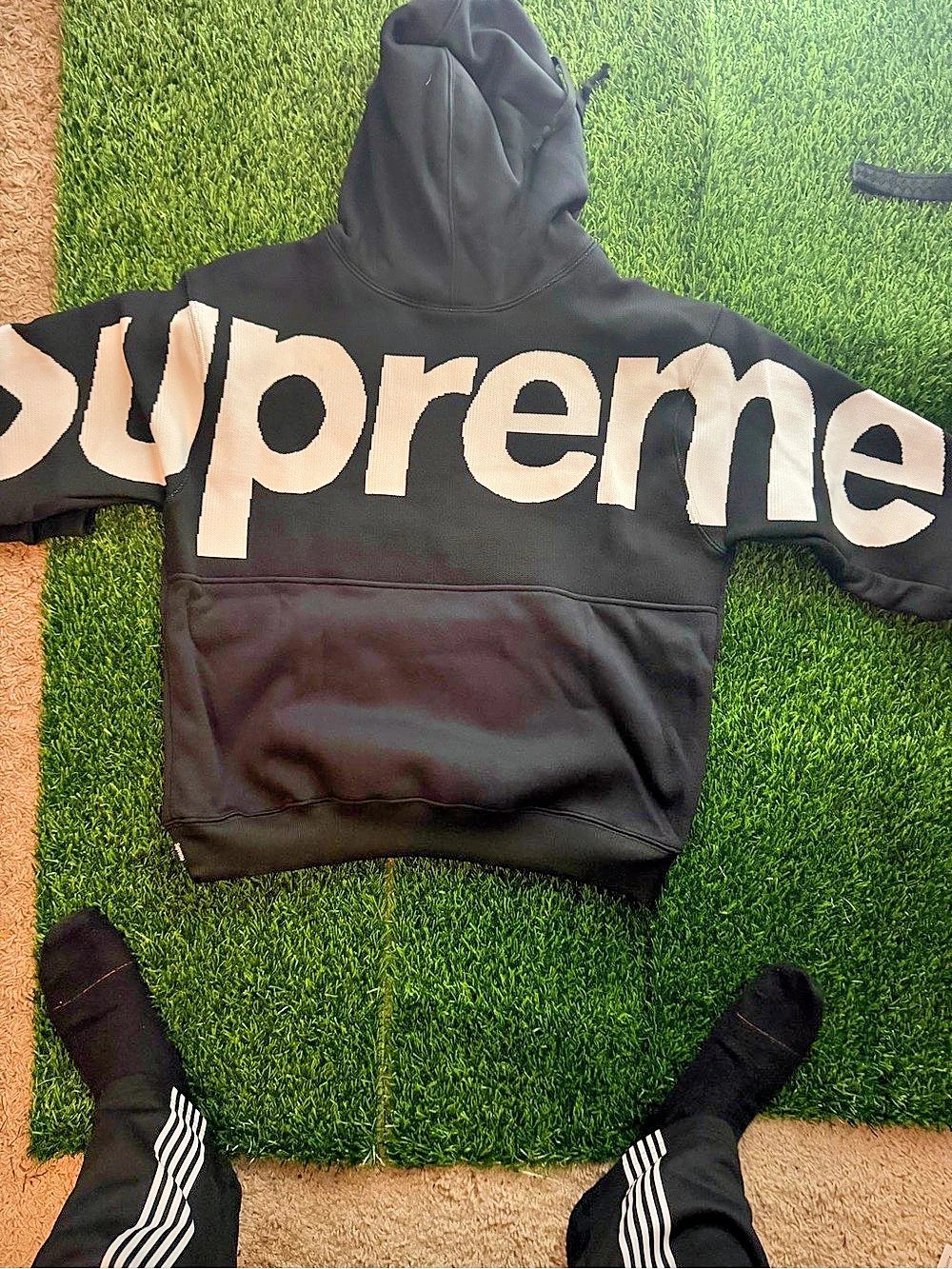 Supreme Color Block Hoodie Black & White Small Like New